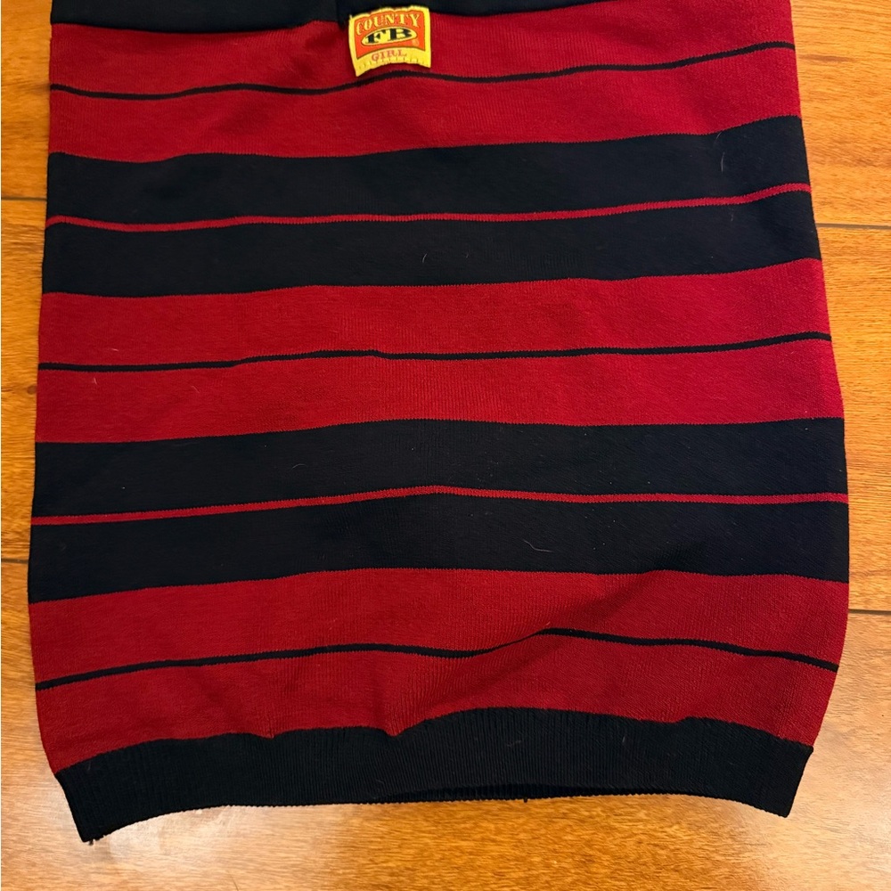 FB County Chunky Red and Black Striped Women's tube  Top